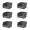 Triton Products Stacking Hanging Interlocking Bins, Polypropylene, Gray, 5-3/8" L x 4-1/8" W x 3" H, 6 CT 3-210GR-6 - alternate 1